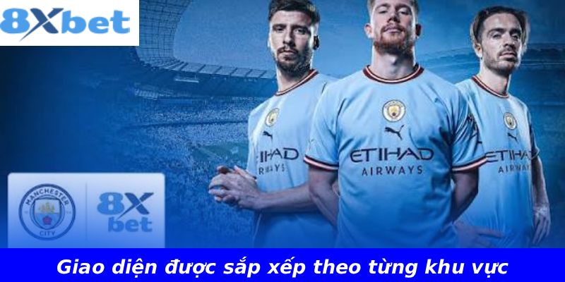 Giao diện được sắp xếp theo từng khu vực
